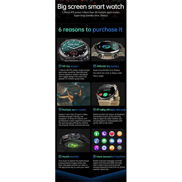 Smartwatch Bakeey  K76 Pro - Army Green