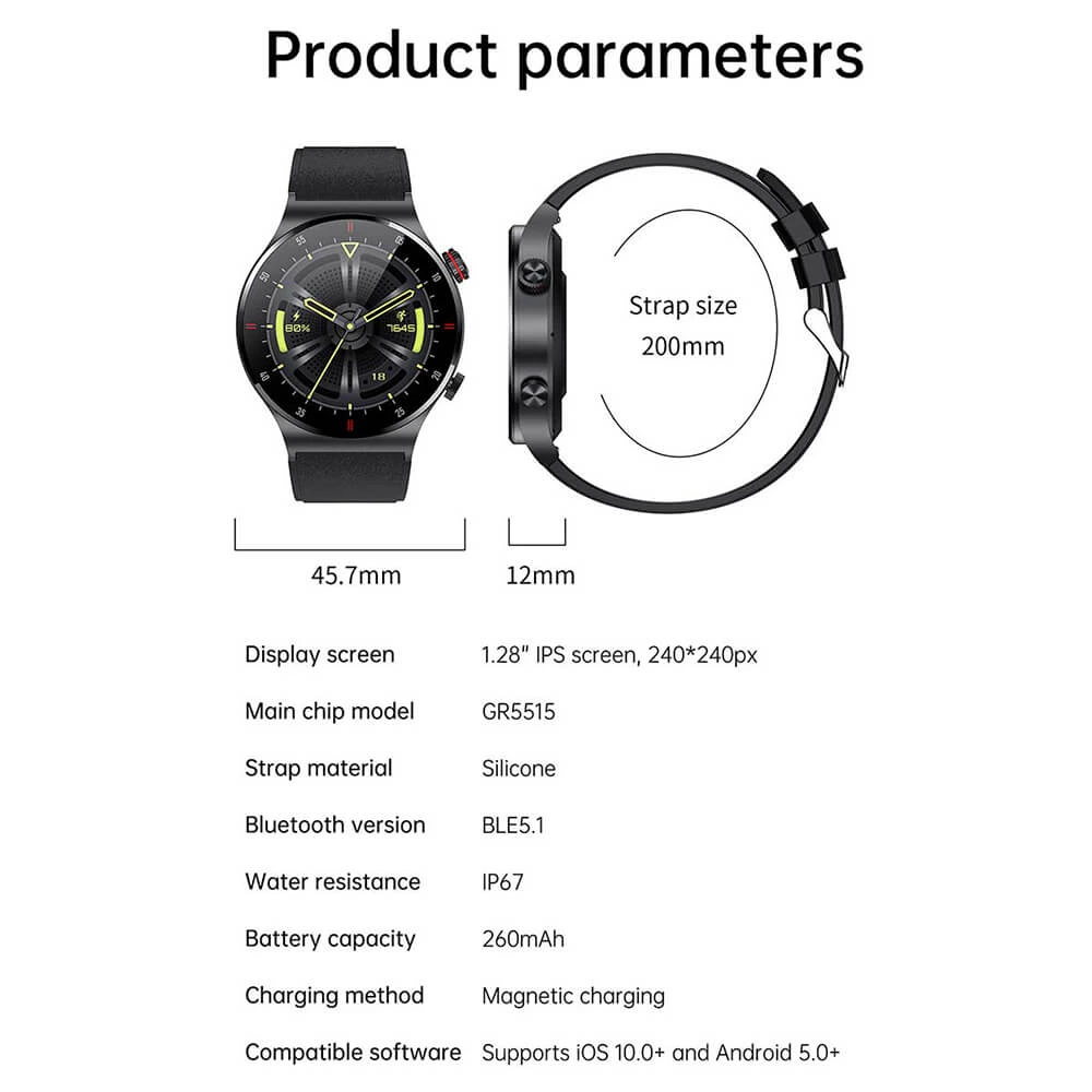 Smartwatch Microwear QW33 - Black Steel