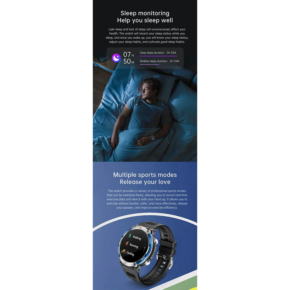 Smartwatch Microwear X11 420mAh - Black Blue
