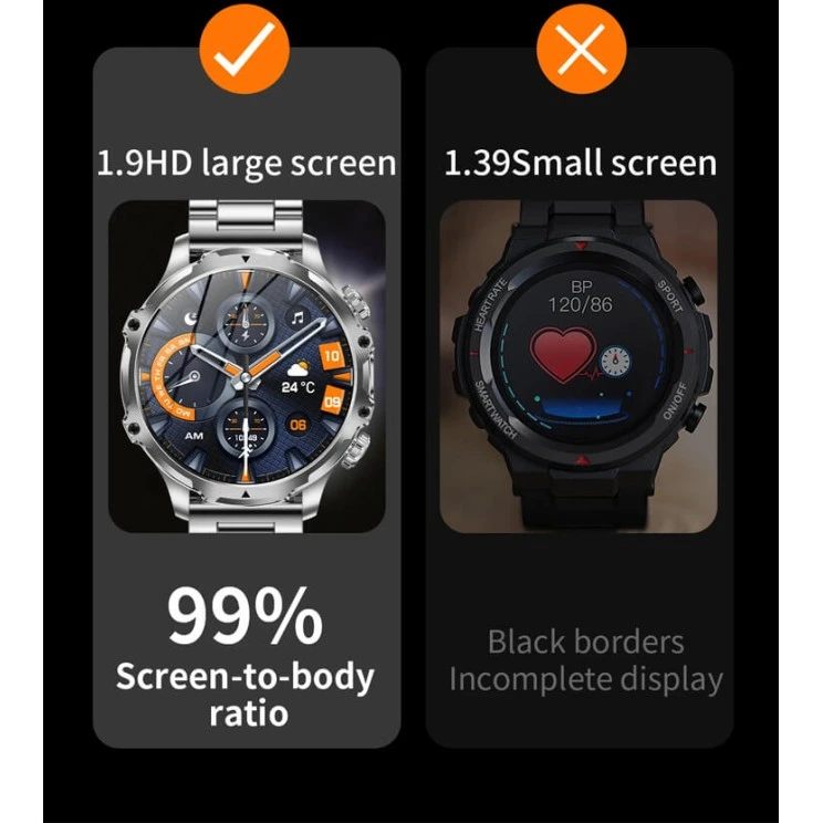 Smartwatch Microwear AK75 700mAh - Silver Steel
