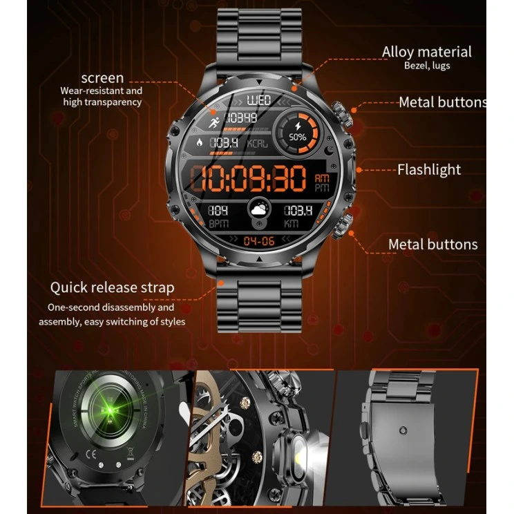 Smartwatch Microwear AK75 700mAh - Silver Steel