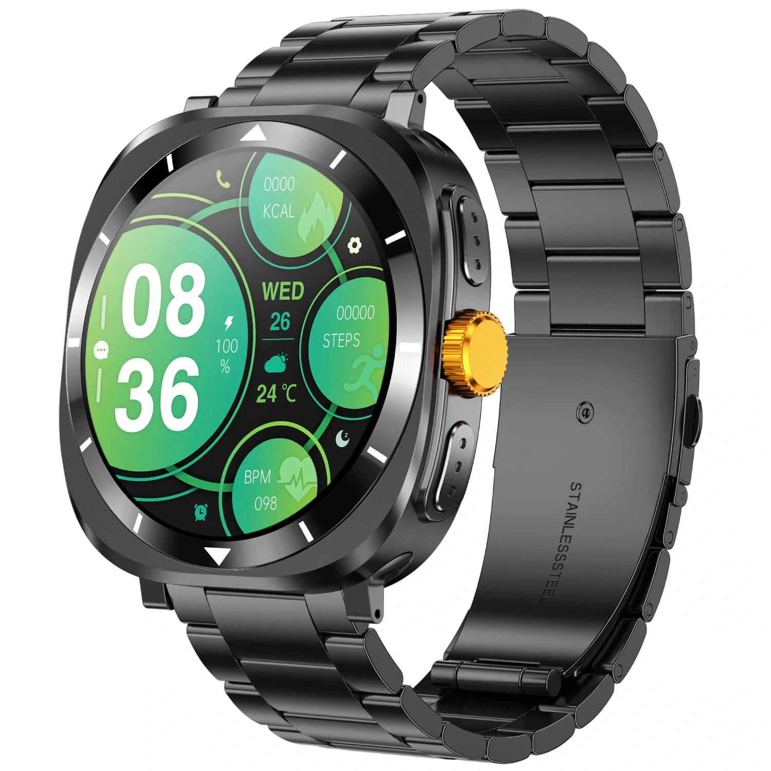 Smartwatch Microwear F7 - Black  Steel