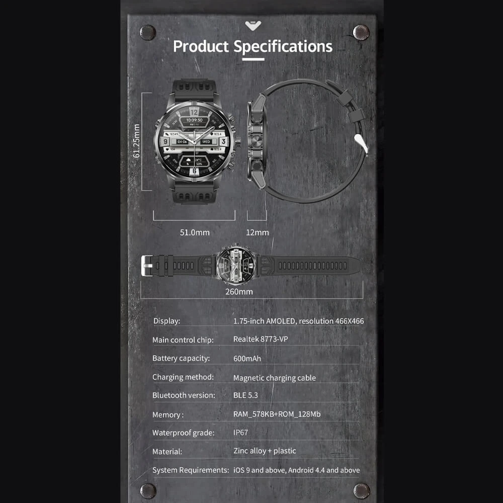 Smartwatch Microwear CF53 - Silver Steel