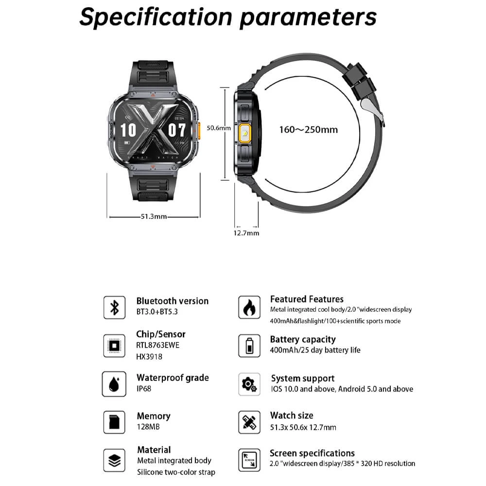 Smartwatch Microwear NX23 - Orange Black