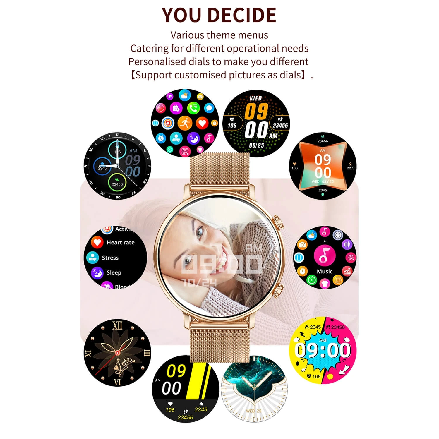 Smartwatch Microwear CY700 - Gold Steel