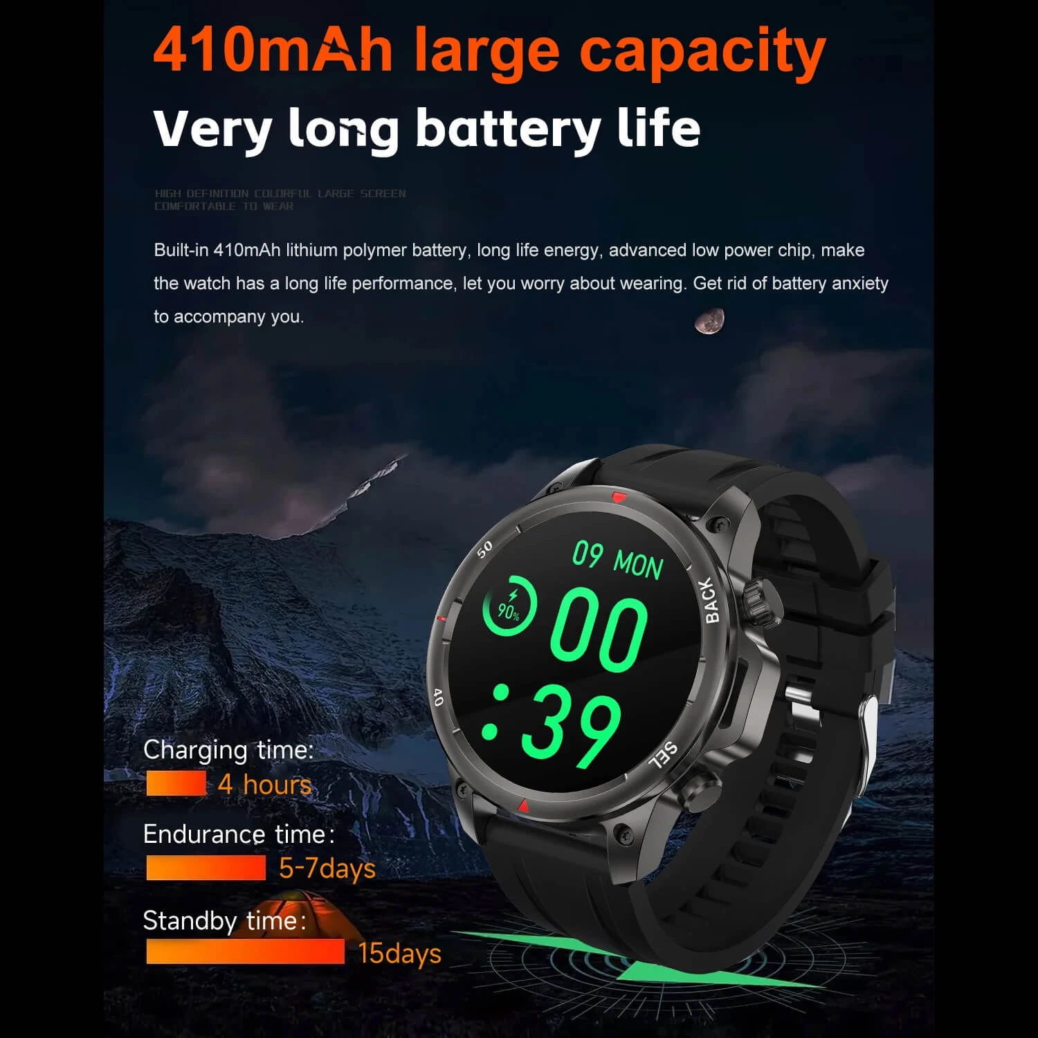 Smartwatch Microwear DK68 - Black Leather