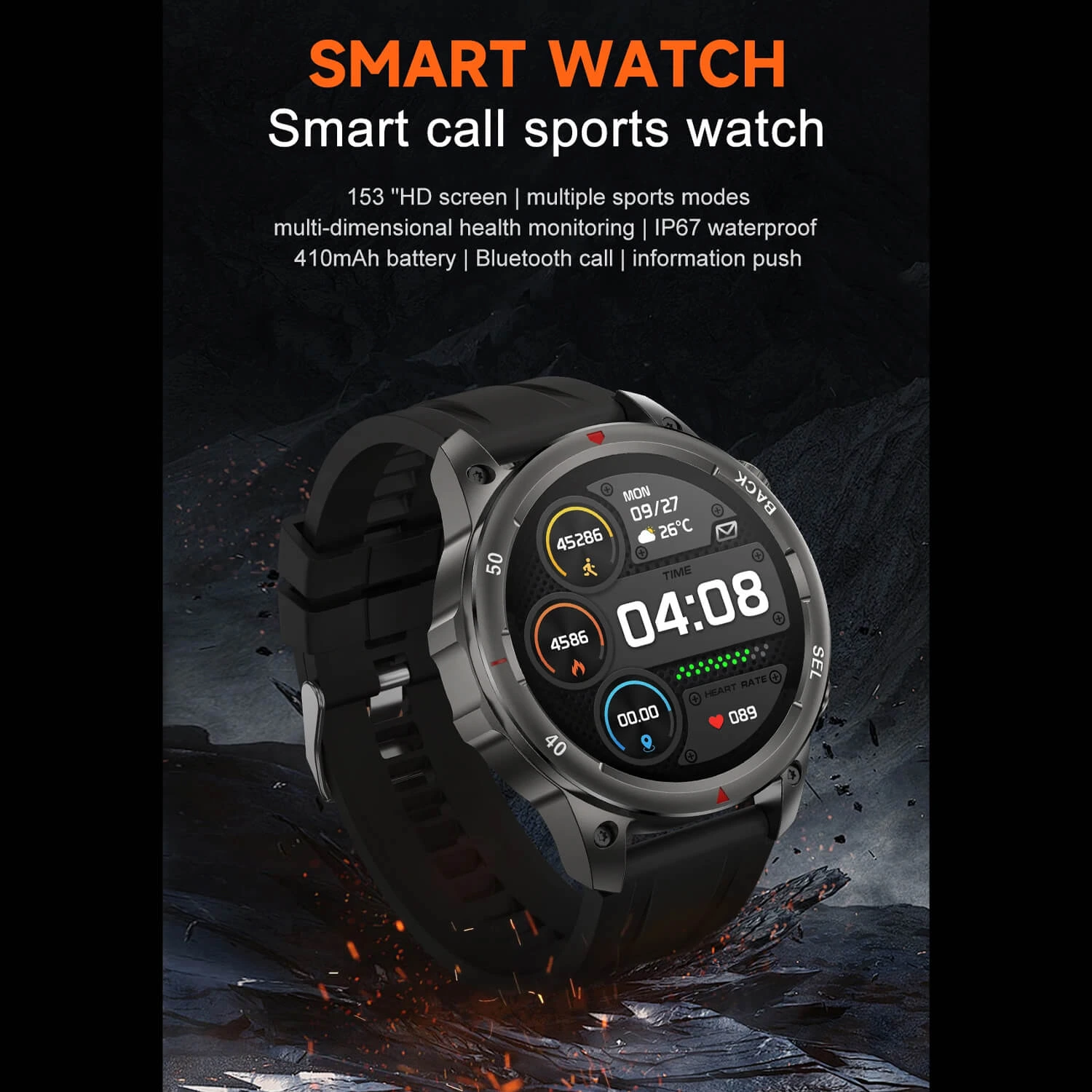 Smartwatch Microwear DK68 - Black Leather