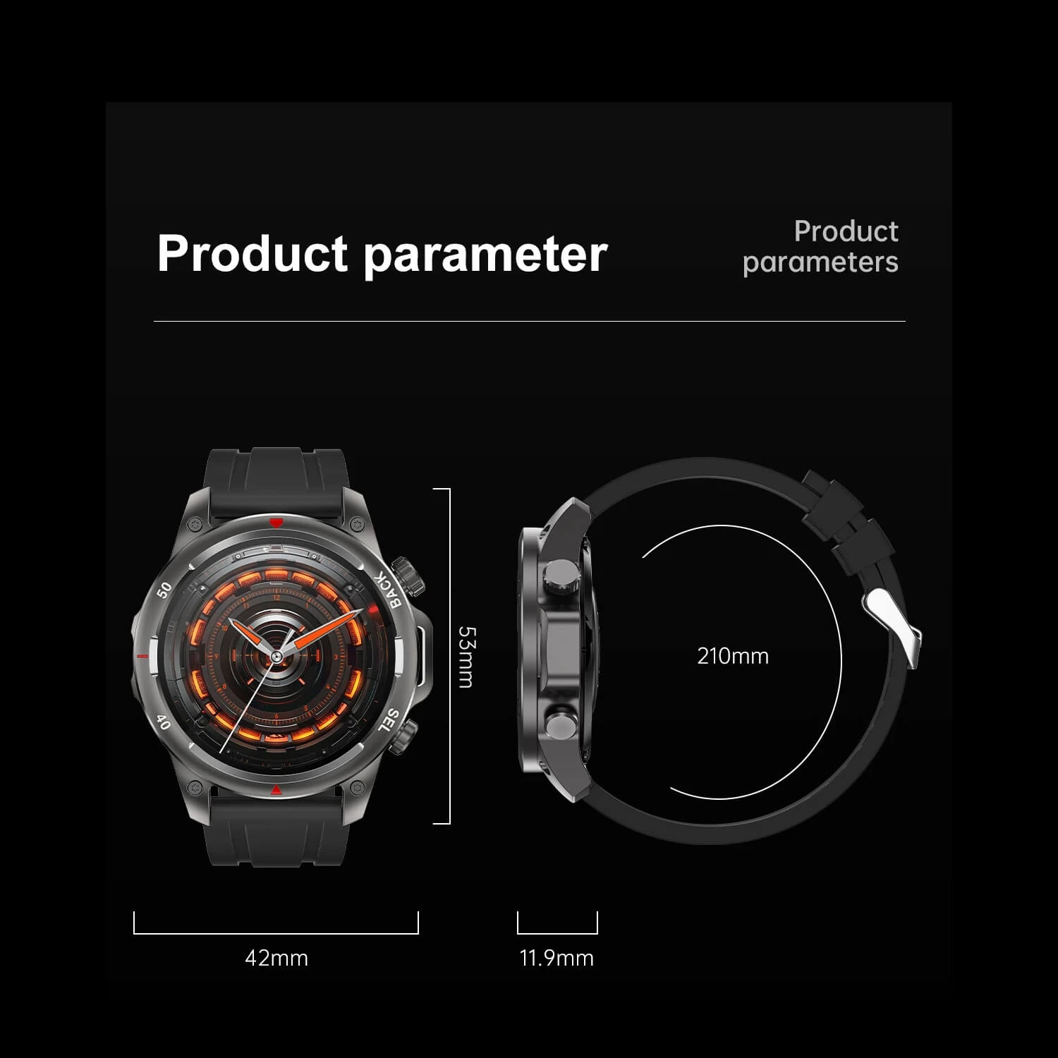 Smartwatch Microwear DK68 - Black Leather