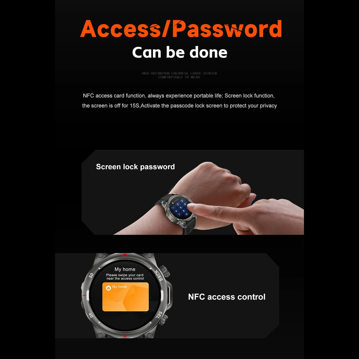 Smartwatch Microwear DK68 - Black Leather