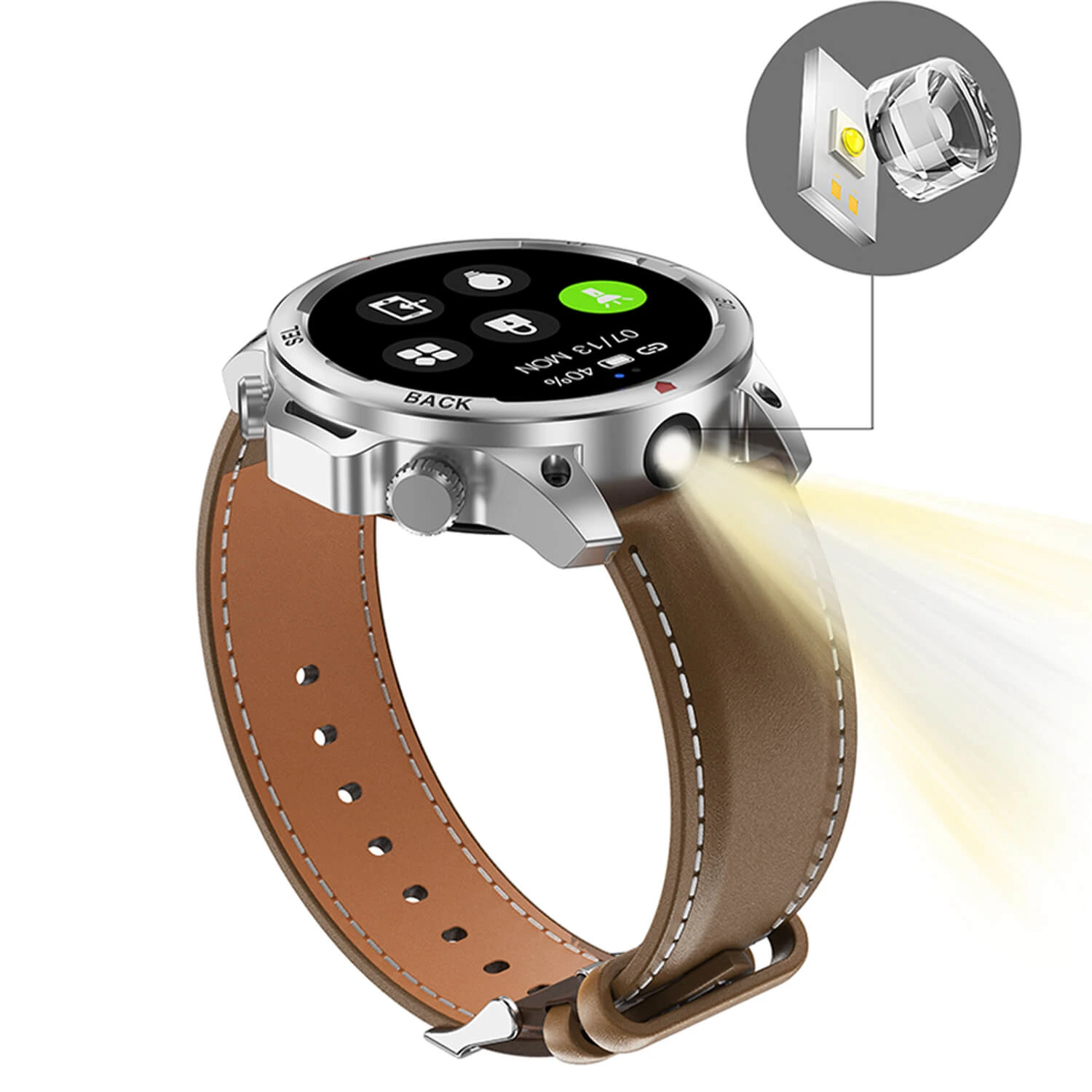Smartwatch Microwear DK68 - Black Leather
