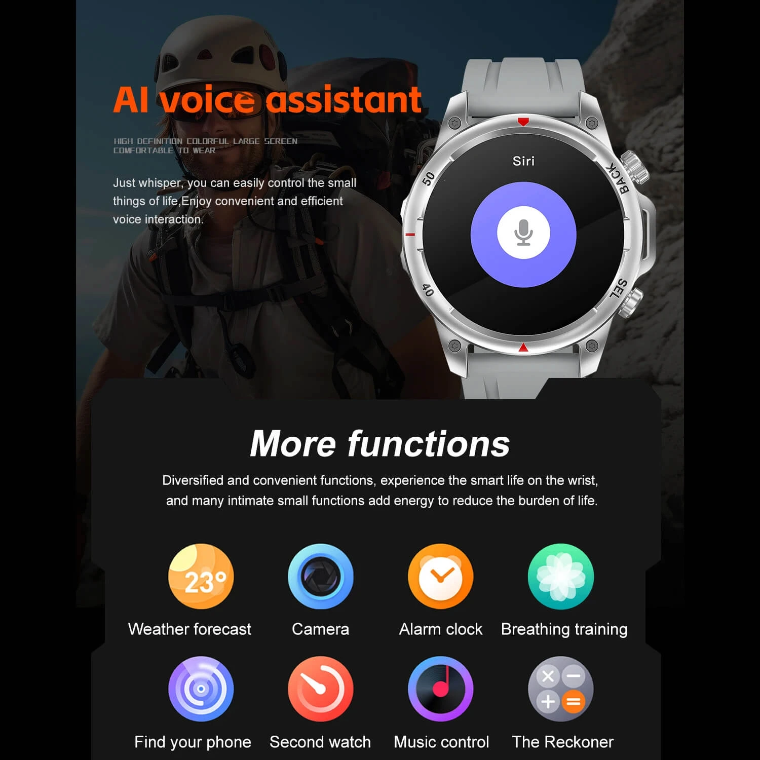 Smartwatch Microwear DK68 - Black Leather