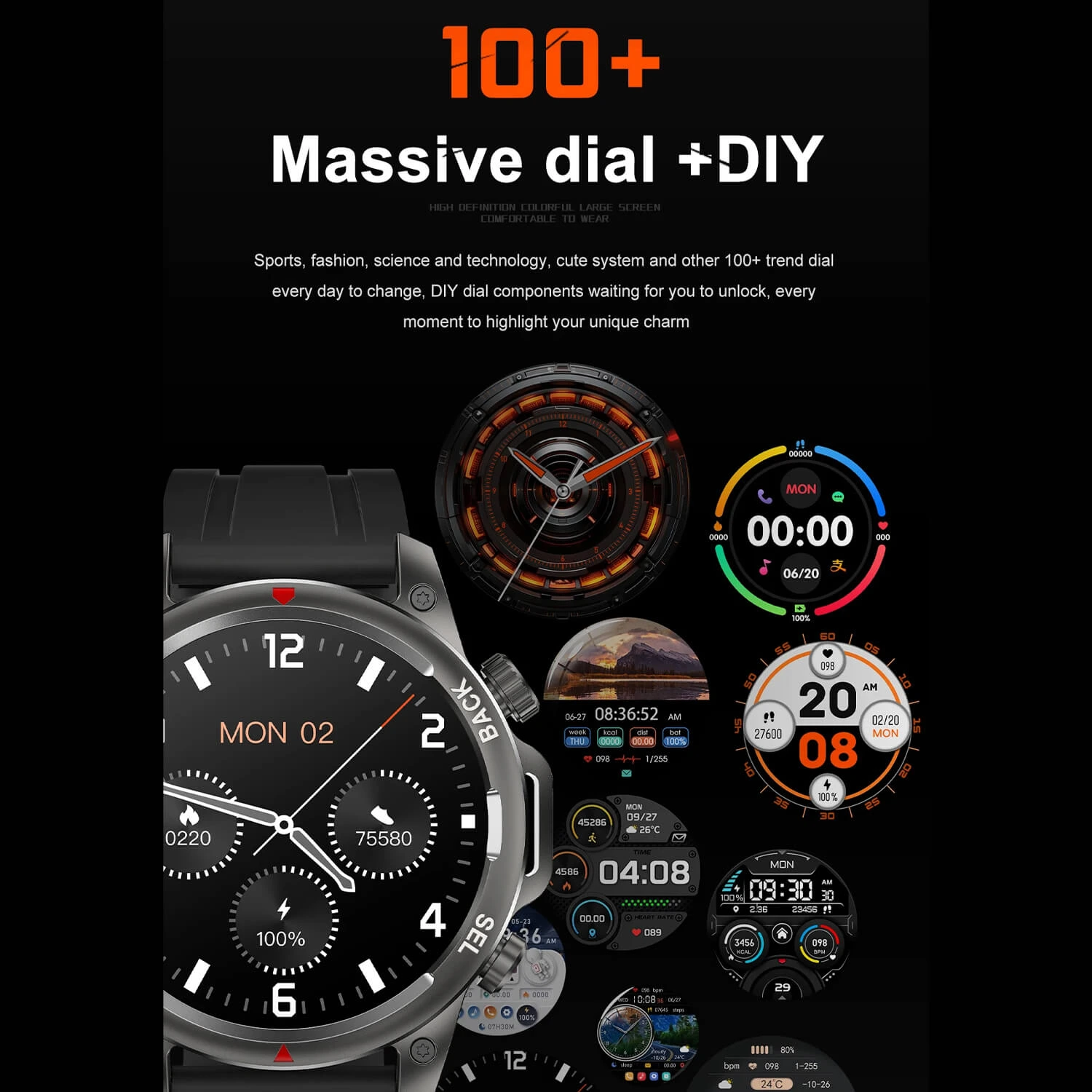 Smartwatch Microwear DK68 - Black Leather