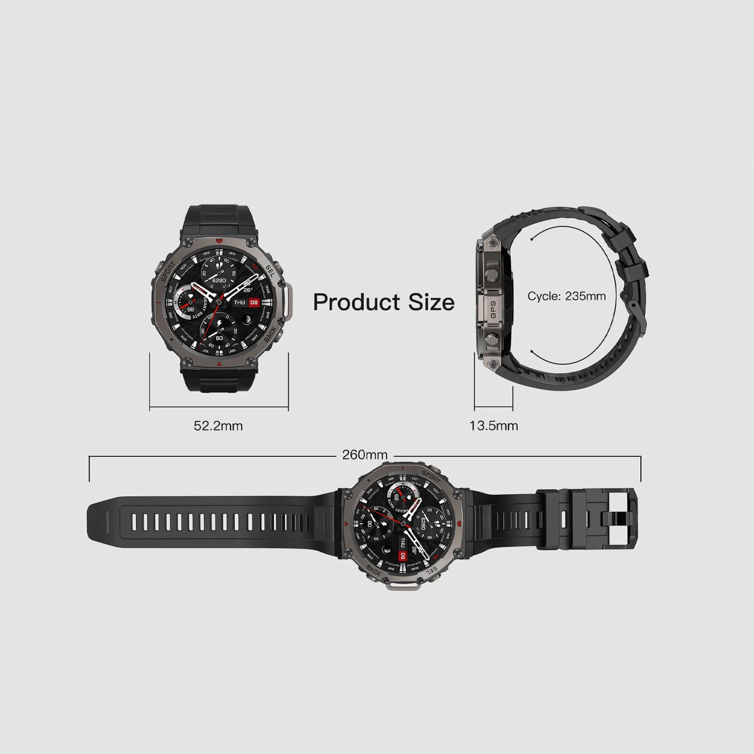 Smartwatch Microwear DM58 GPS - Red Ceramic Silicone
