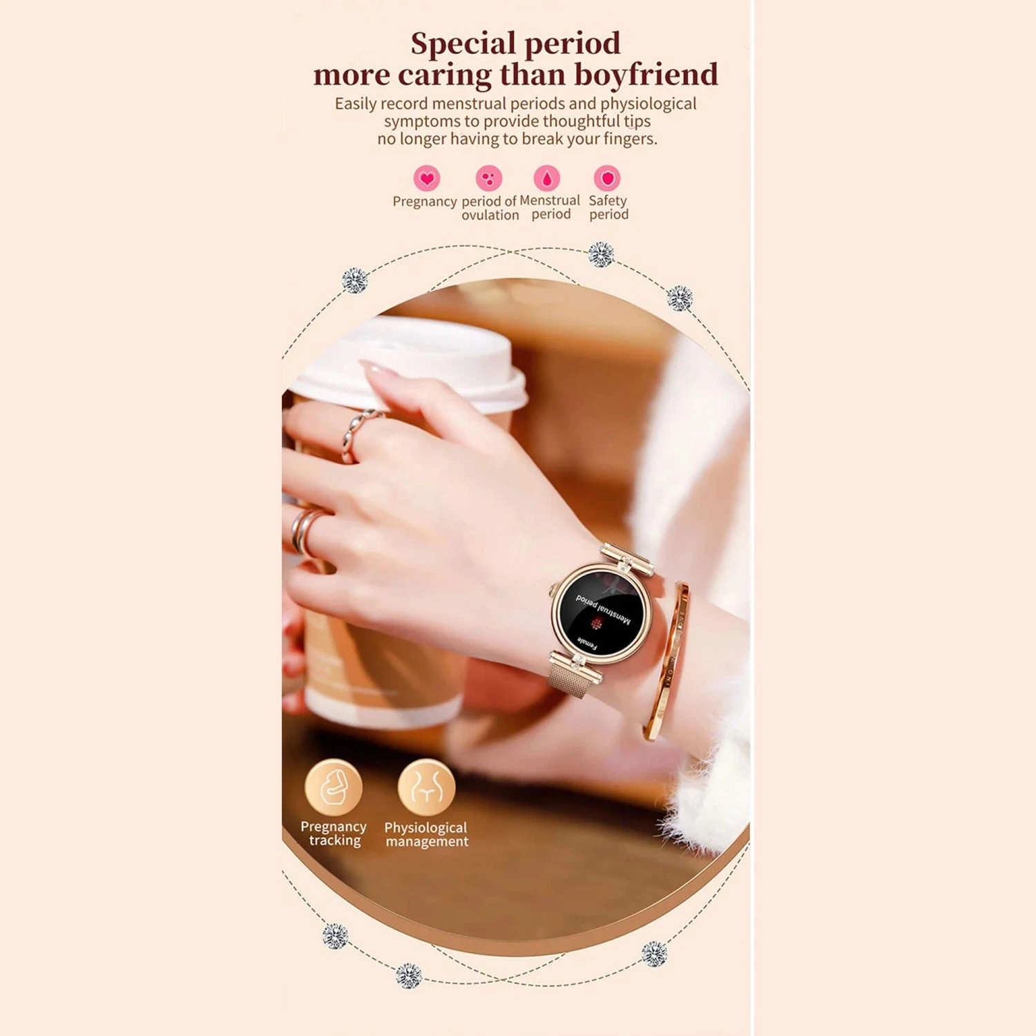 Smartwatch Microwear AK62 - Gold Steel