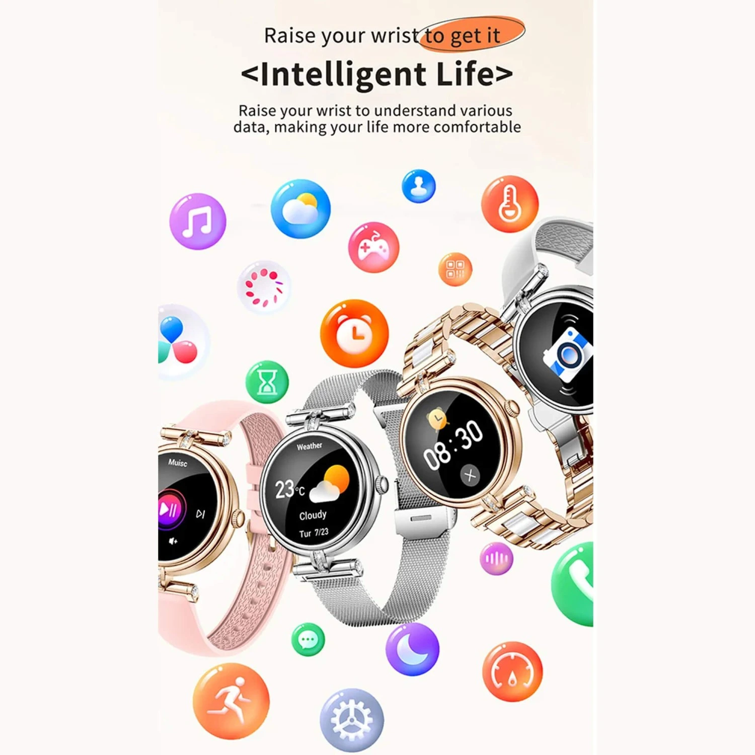 Smartwatch Microwear AK62 - Gold Steel