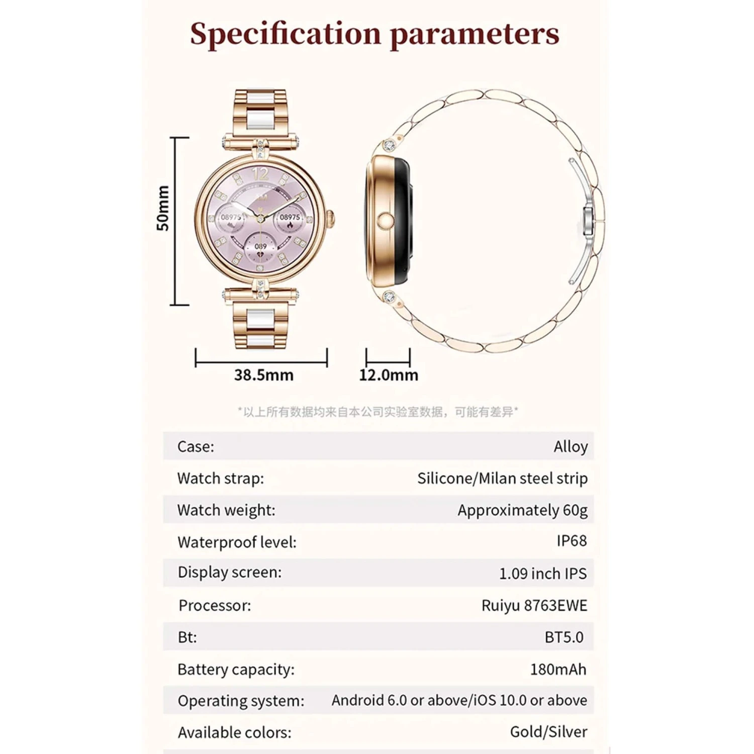 Smartwatch Microwear AK62 - Gold Steel