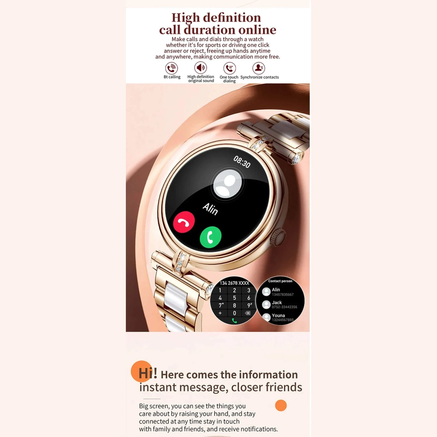 Smartwatch Microwear AK62 - Gold Steel