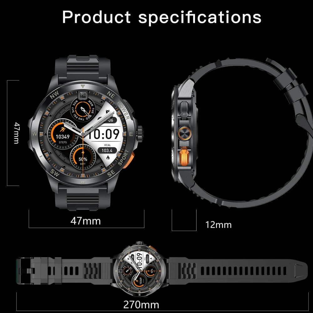 Smartwatch Microwear AK77 - Black Steel