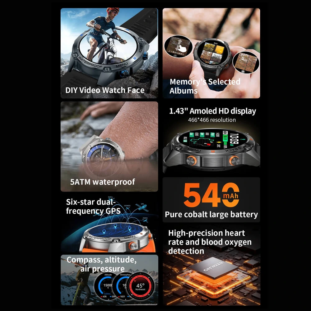 Smartwatch Microwear G100 GPS  - Black