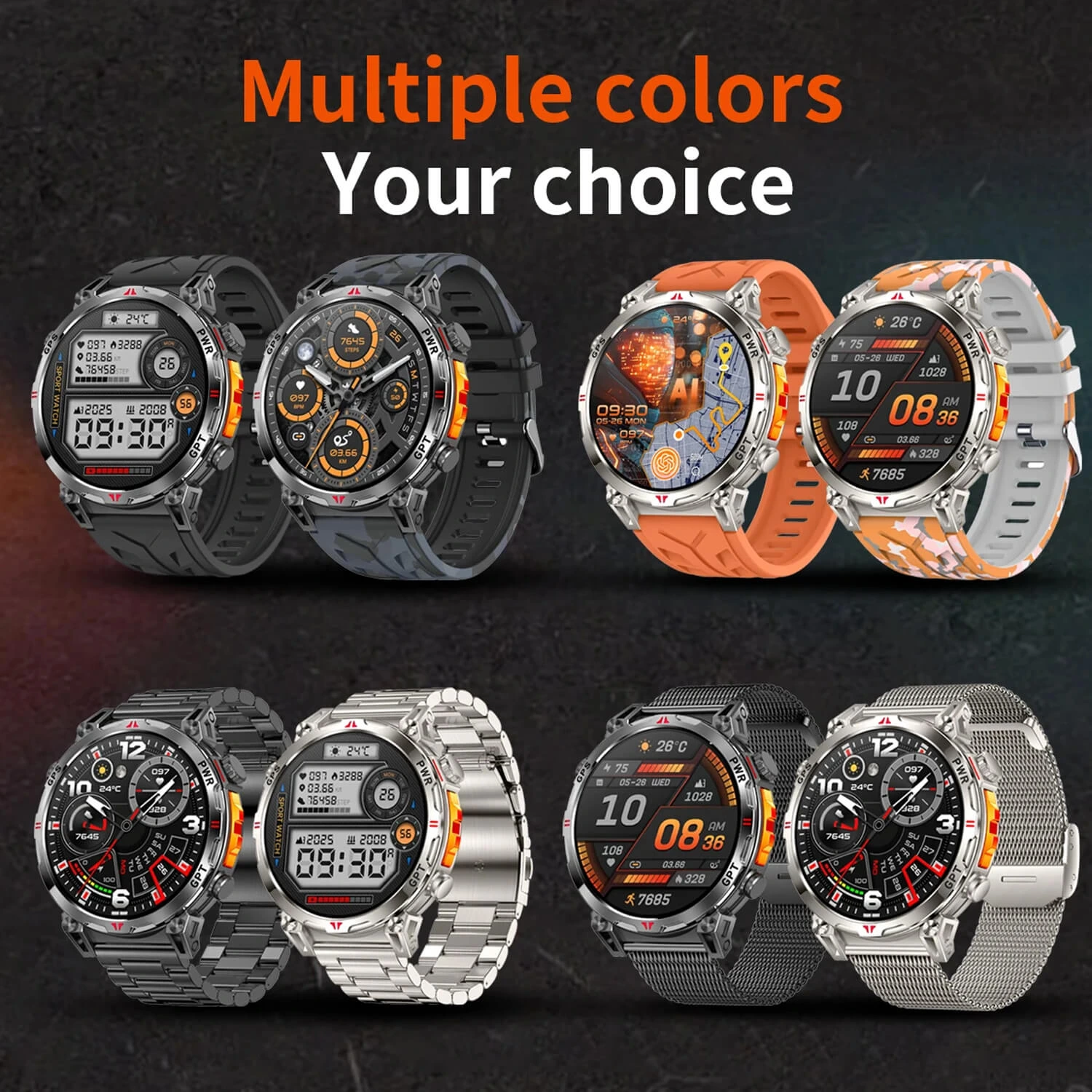 Smartwatch Microwear KC93 - Black Silicone