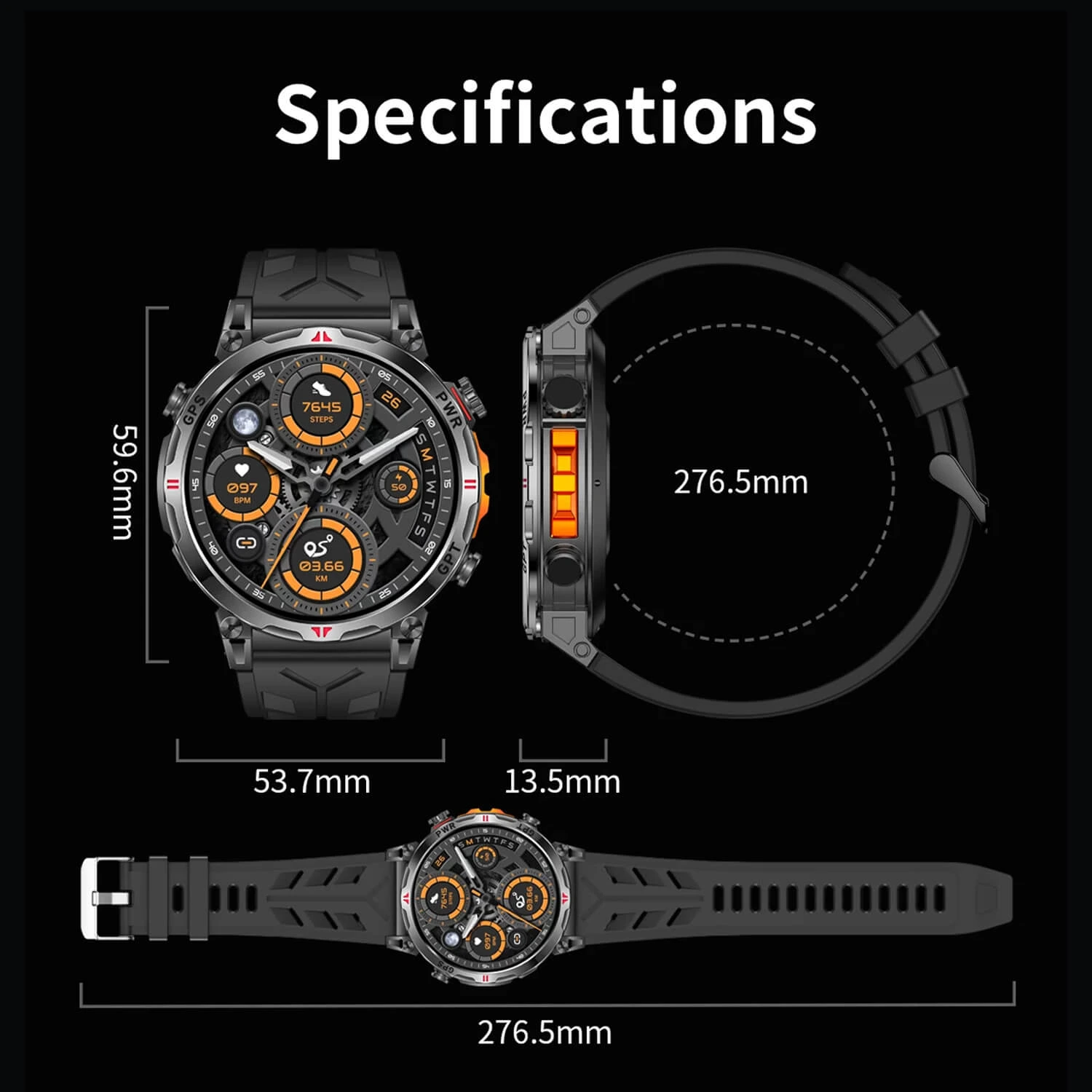 Smartwatch Microwear KC93 - Black Silicone