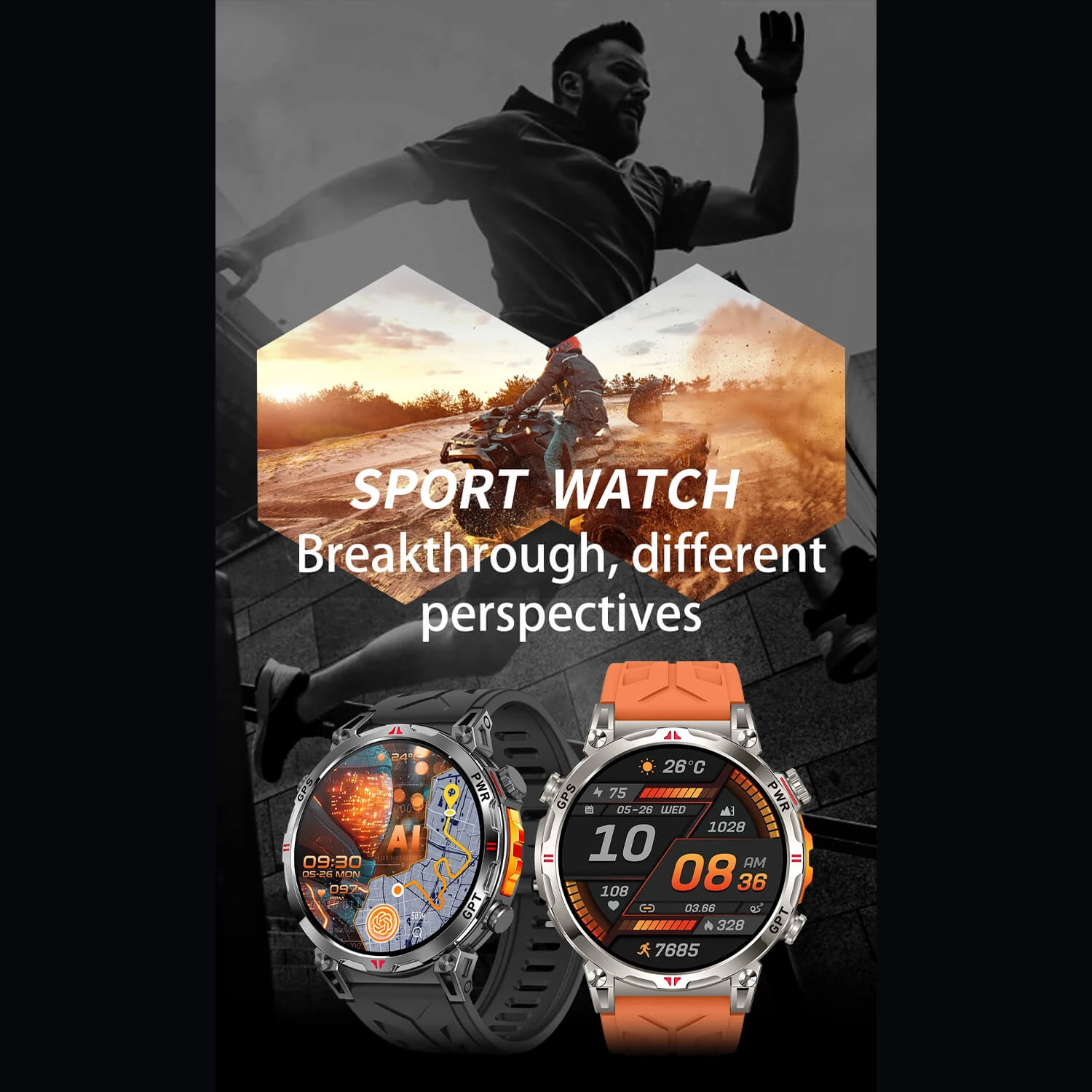 Smartwatch Microwear KC93 - Black Silicone