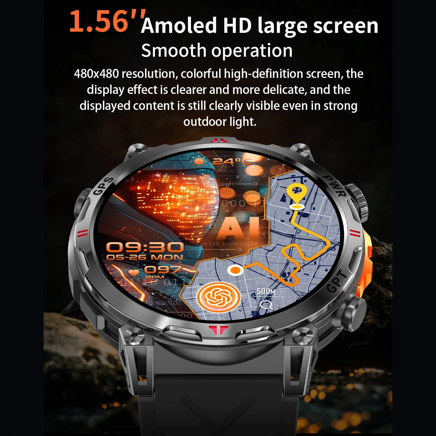 Smartwatch Microwear KC93 - Black Silicone