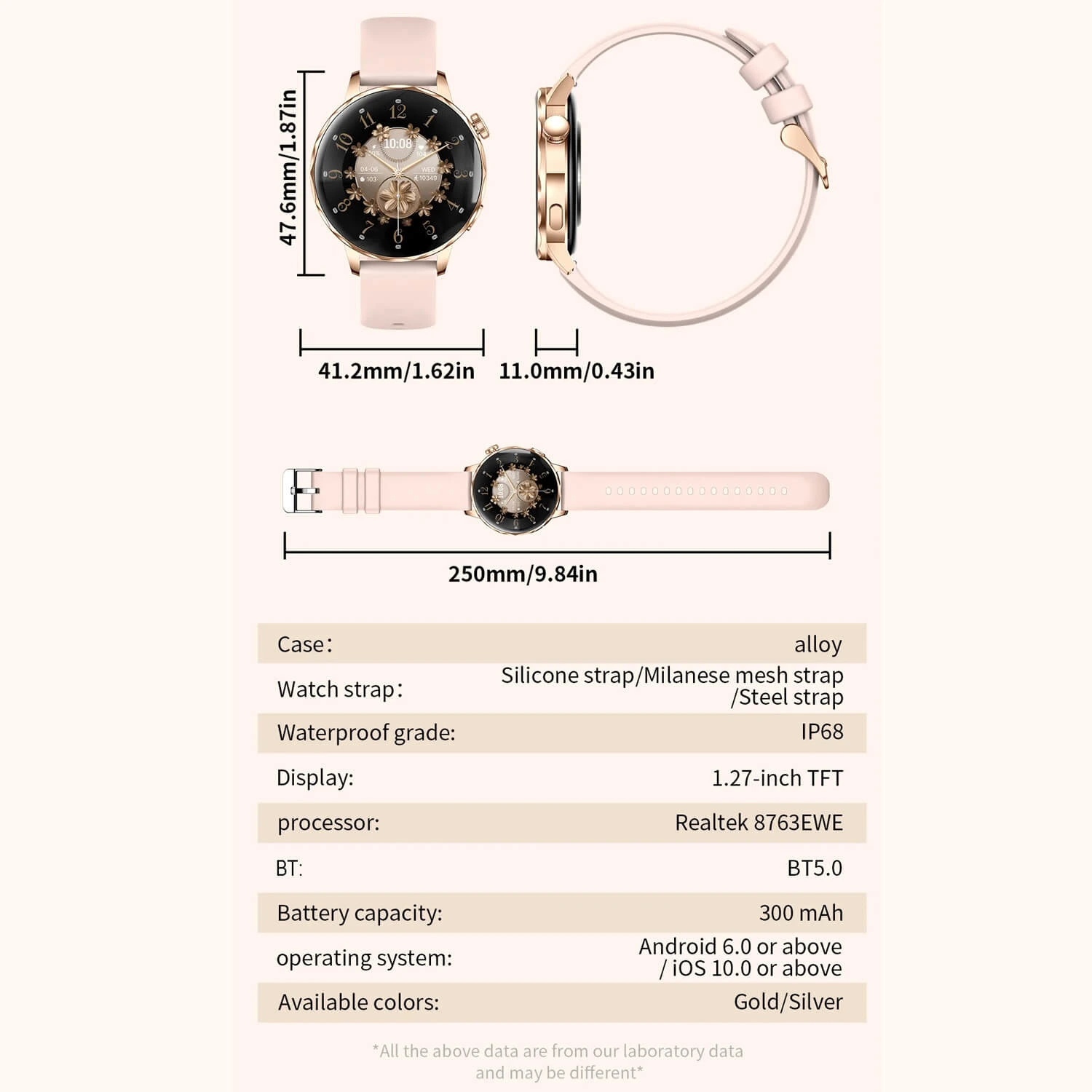 Smartwatch Microwear I220 - Gold Steel