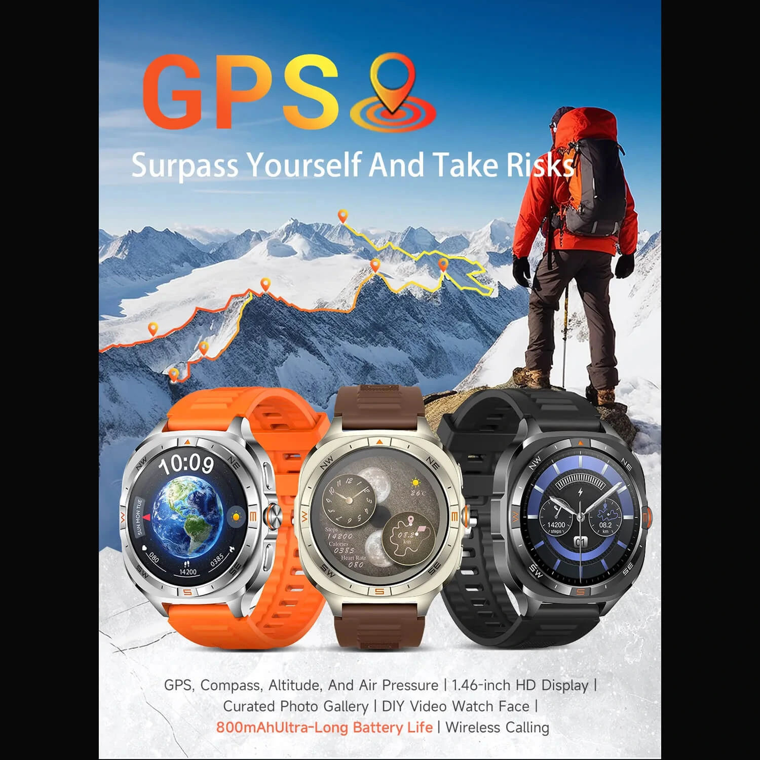 Smartwatch Microwear G400 - Brown Silicone