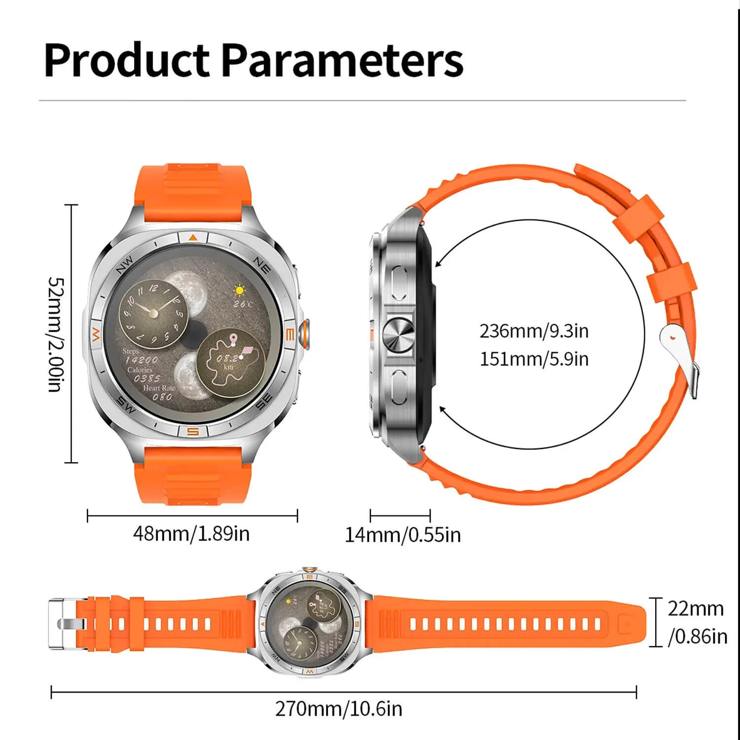 Smartwatch Microwear G400 - Brown Silicone
