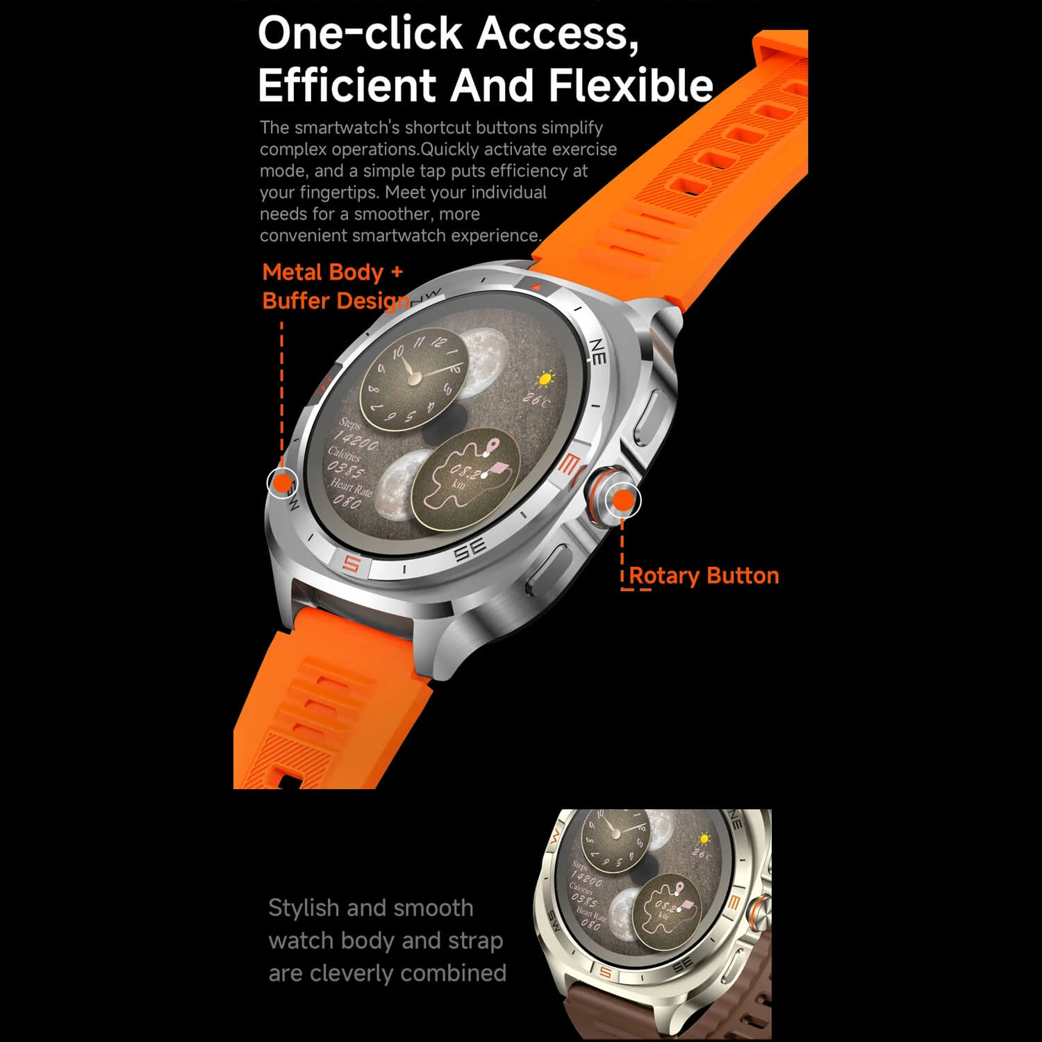 Smartwatch Microwear G400 - Brown Silicone