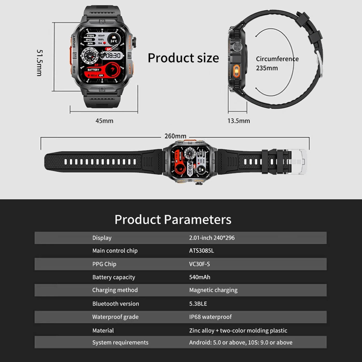 Smartwatch Microwear GTH3 - Blue