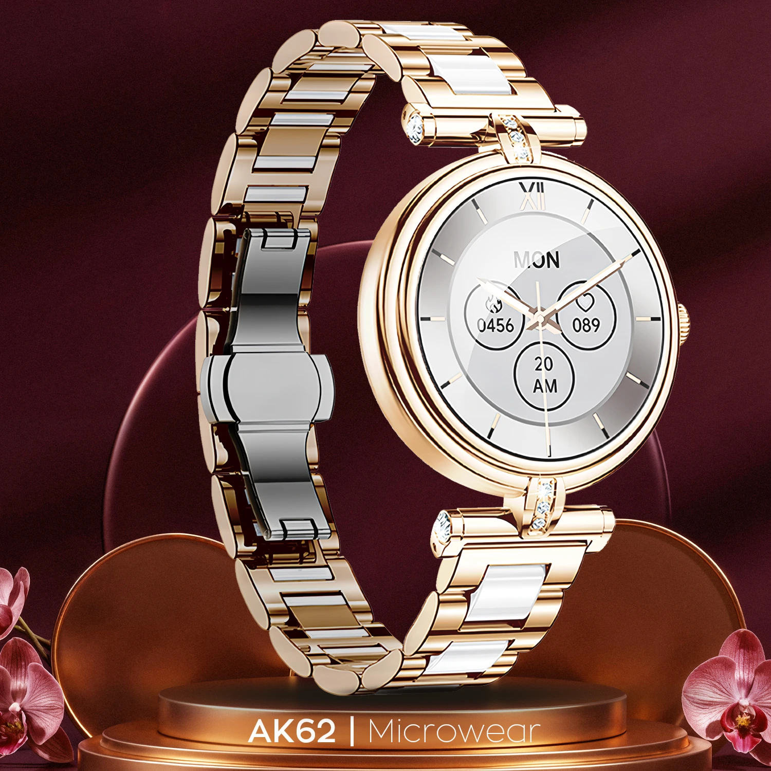 Smartwatch Microwear AK62 - Gold Steel