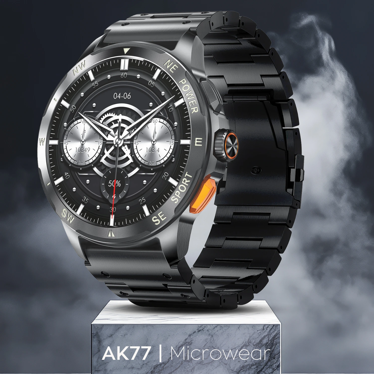 Smartwatch Microwear AK77 - Black Steel