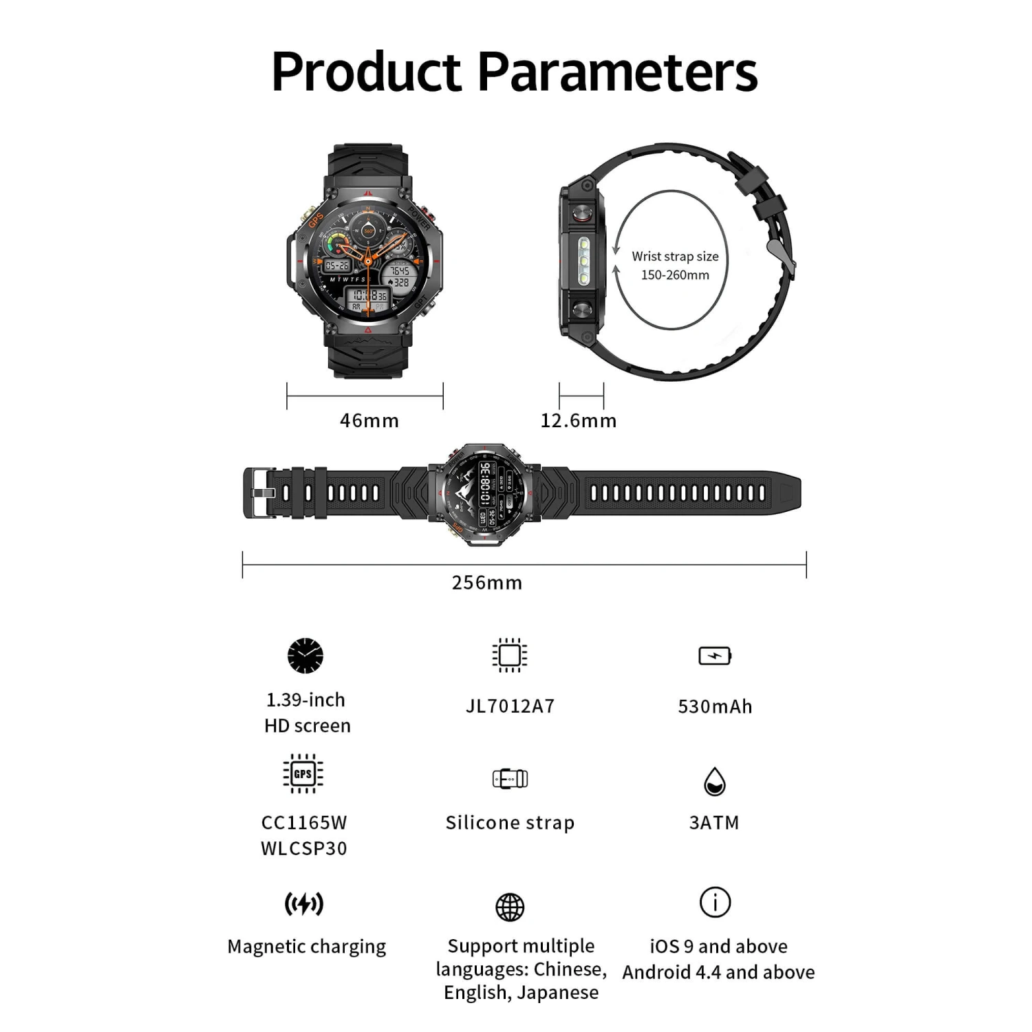 Smartwatch Microwear KC91 - Pink Silicone