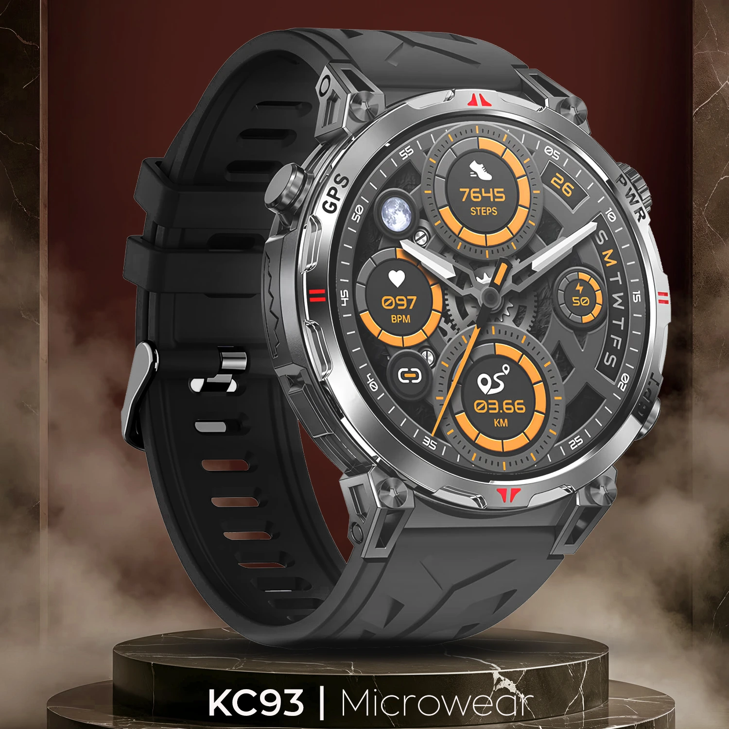 Smartwatch Microwear KC93 - Black Silicone