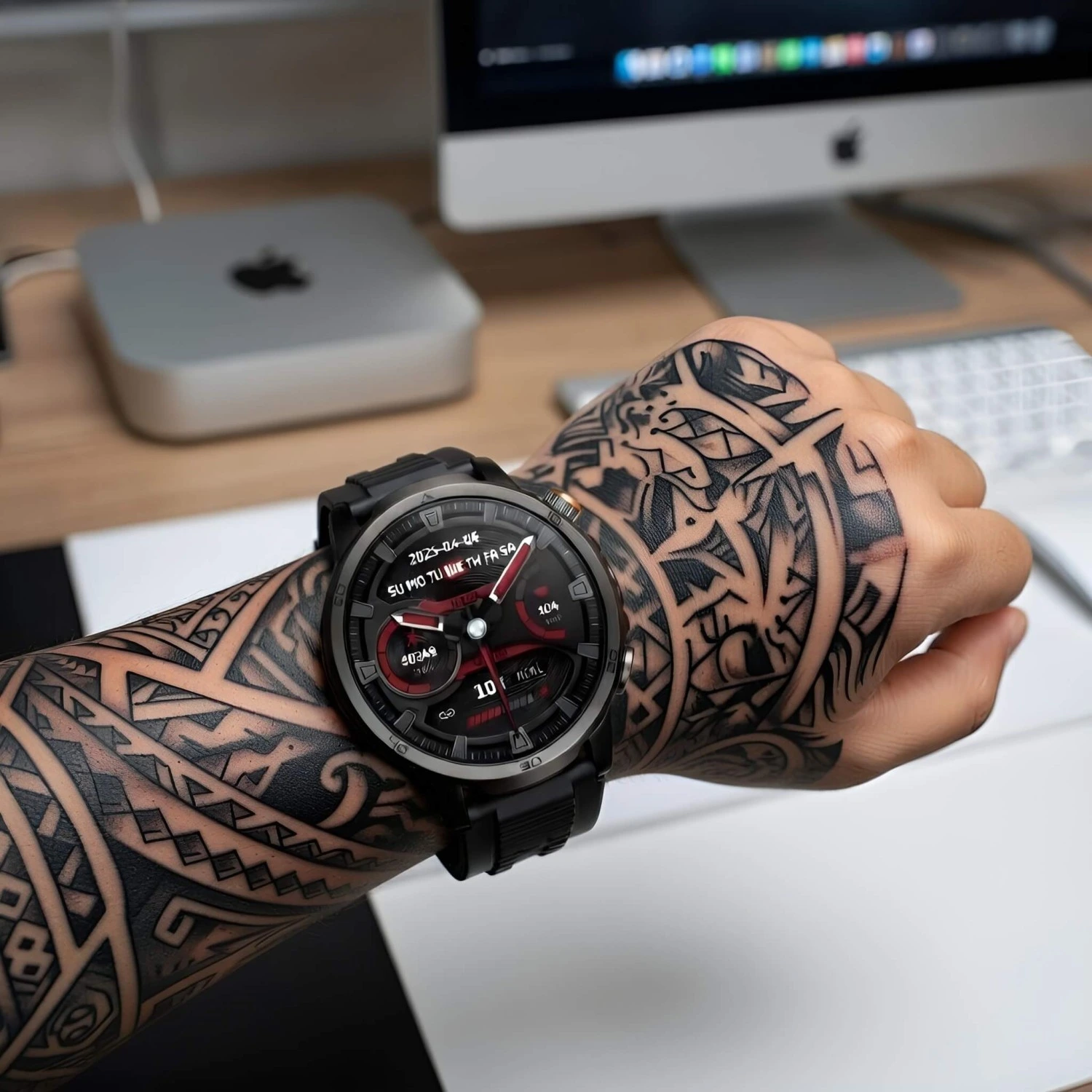 Smartwatch Microwear AK95 - Black Silicone