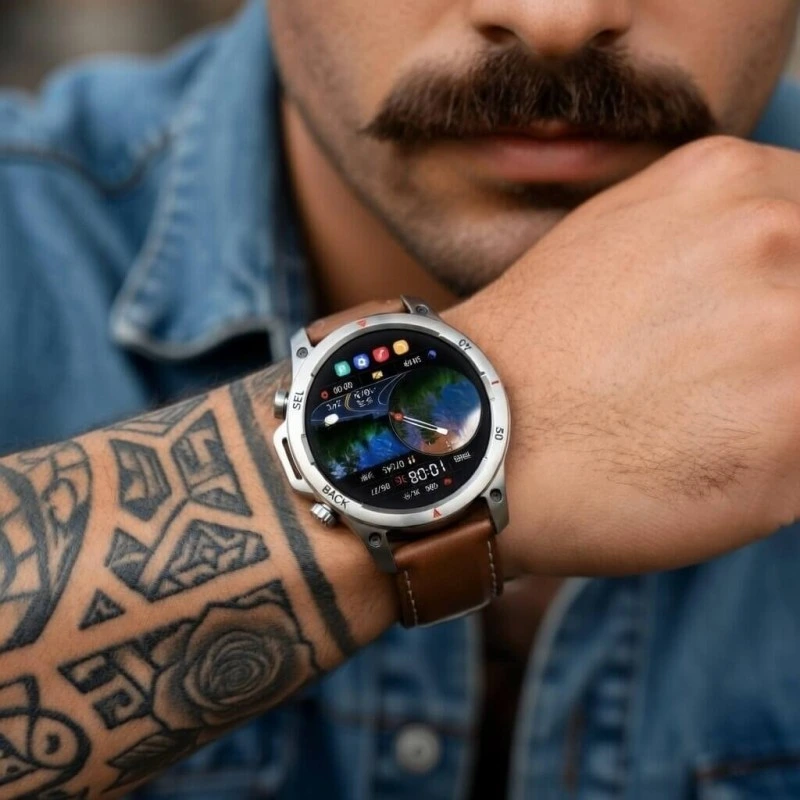 Smartwatch Microwear DK68 - Brown Leather