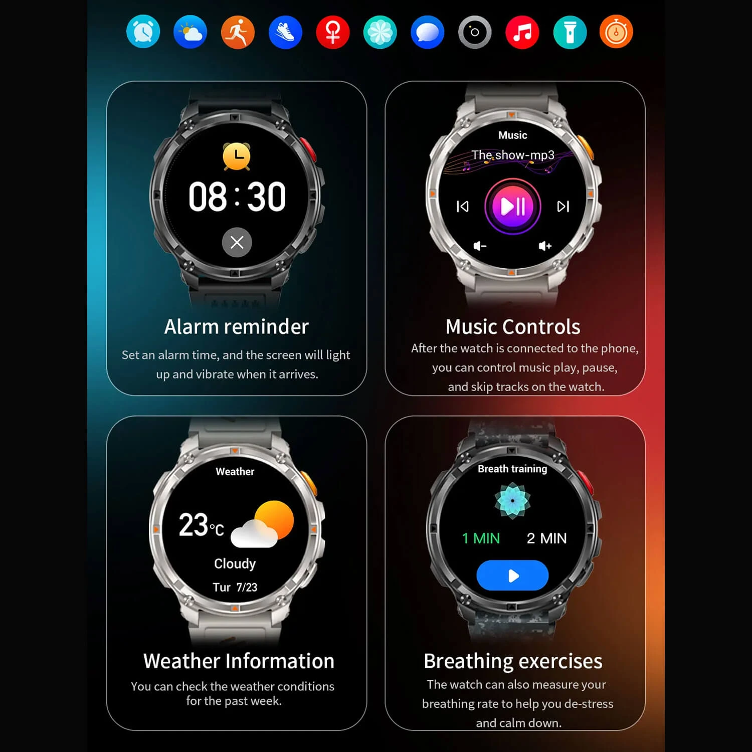 Smartwatch Microwear HT33- Blue Camo Silicone