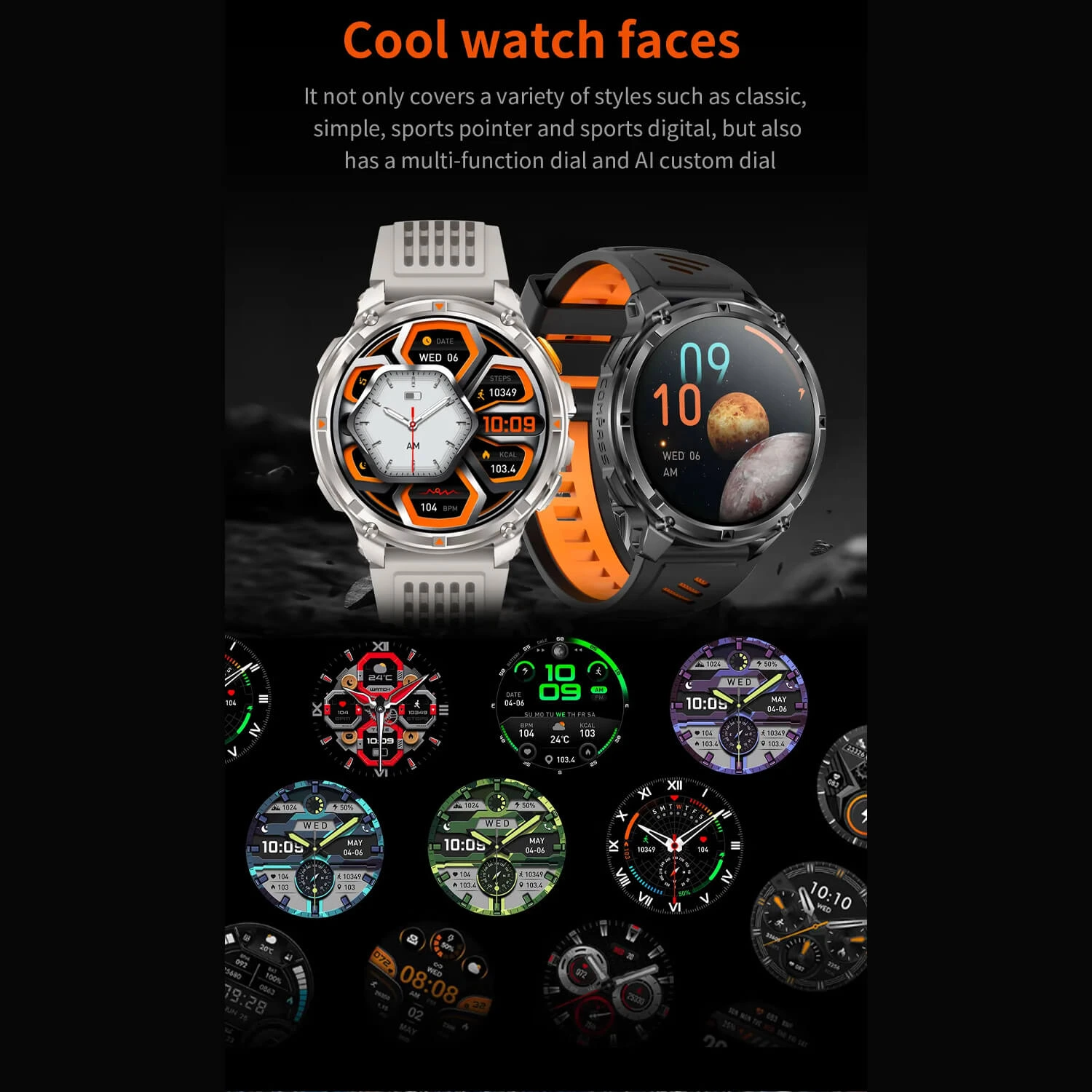 Smartwatch Microwear HT33- Blue Camo Silicone