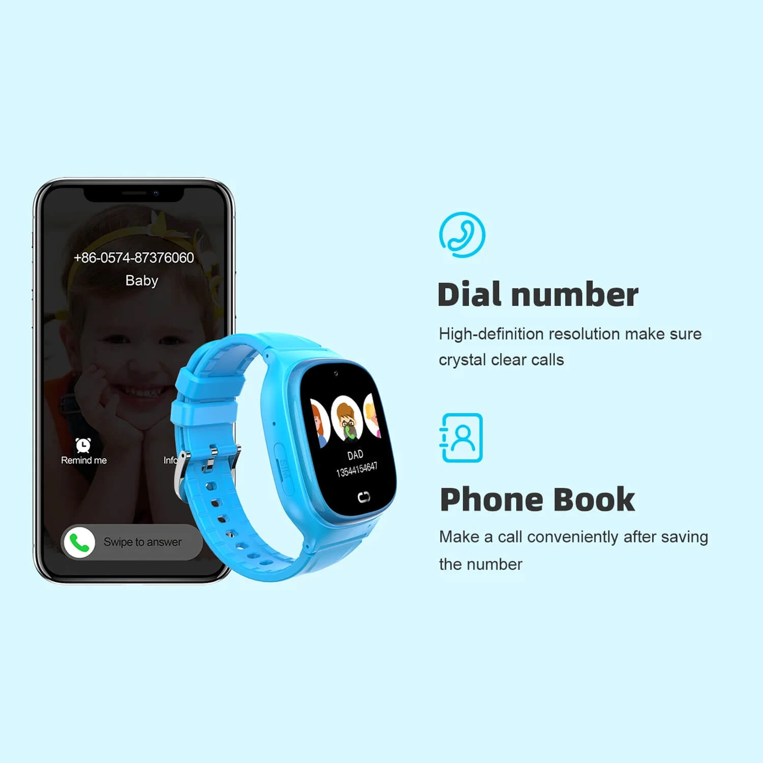 Smartwatch Microwear D05 2G GPS WIFI - Blue Silicone