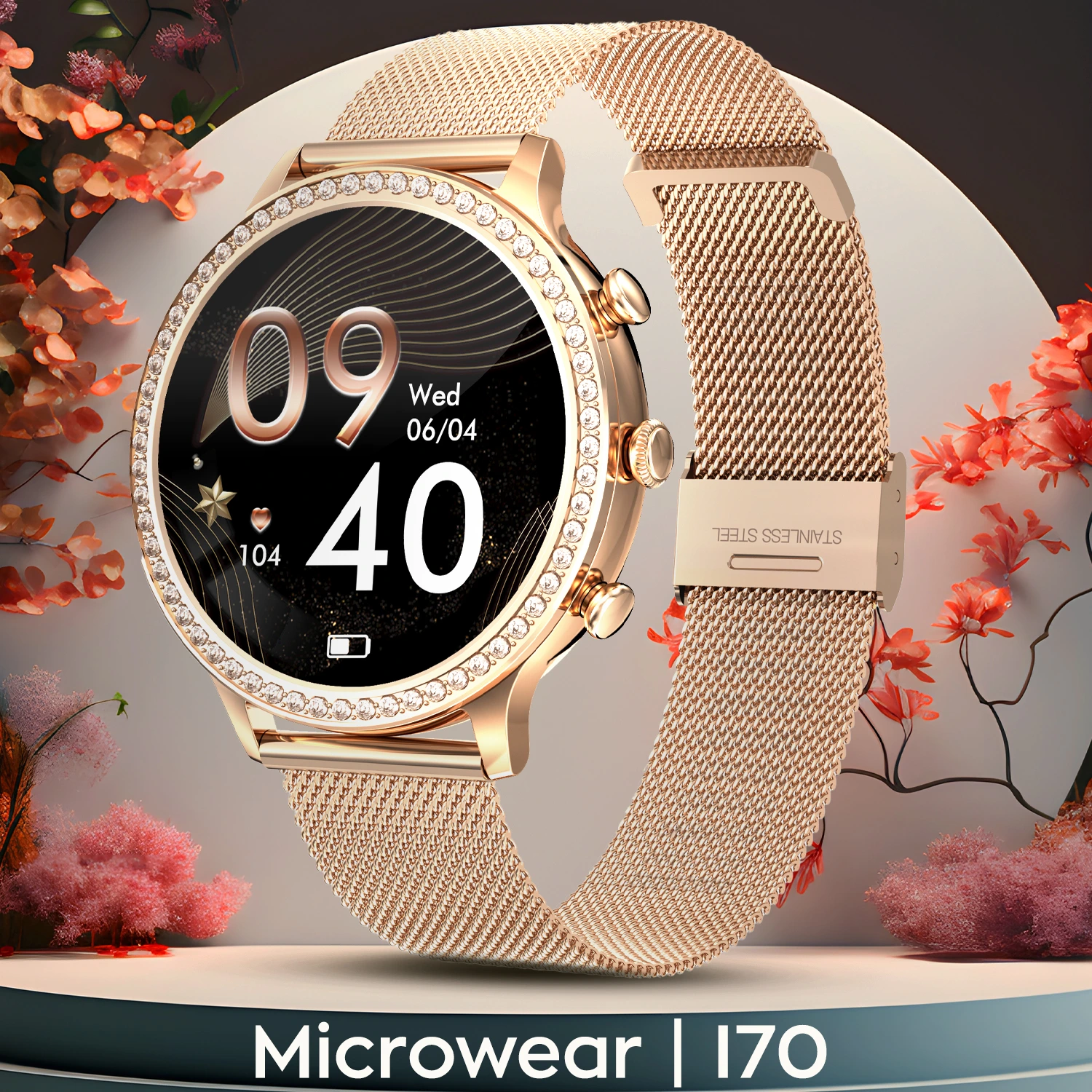 Smartwatch Microwear I70 - Gold Steel