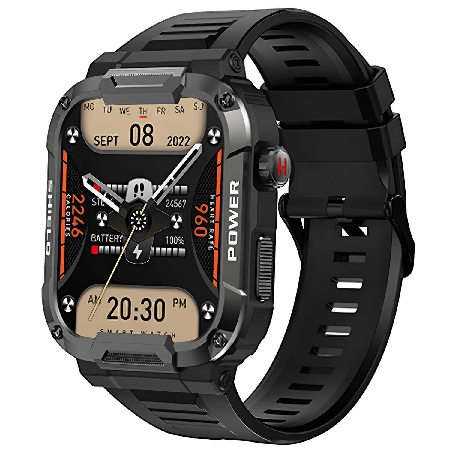 Smartwatch Microwear MK66- Black Silicone
