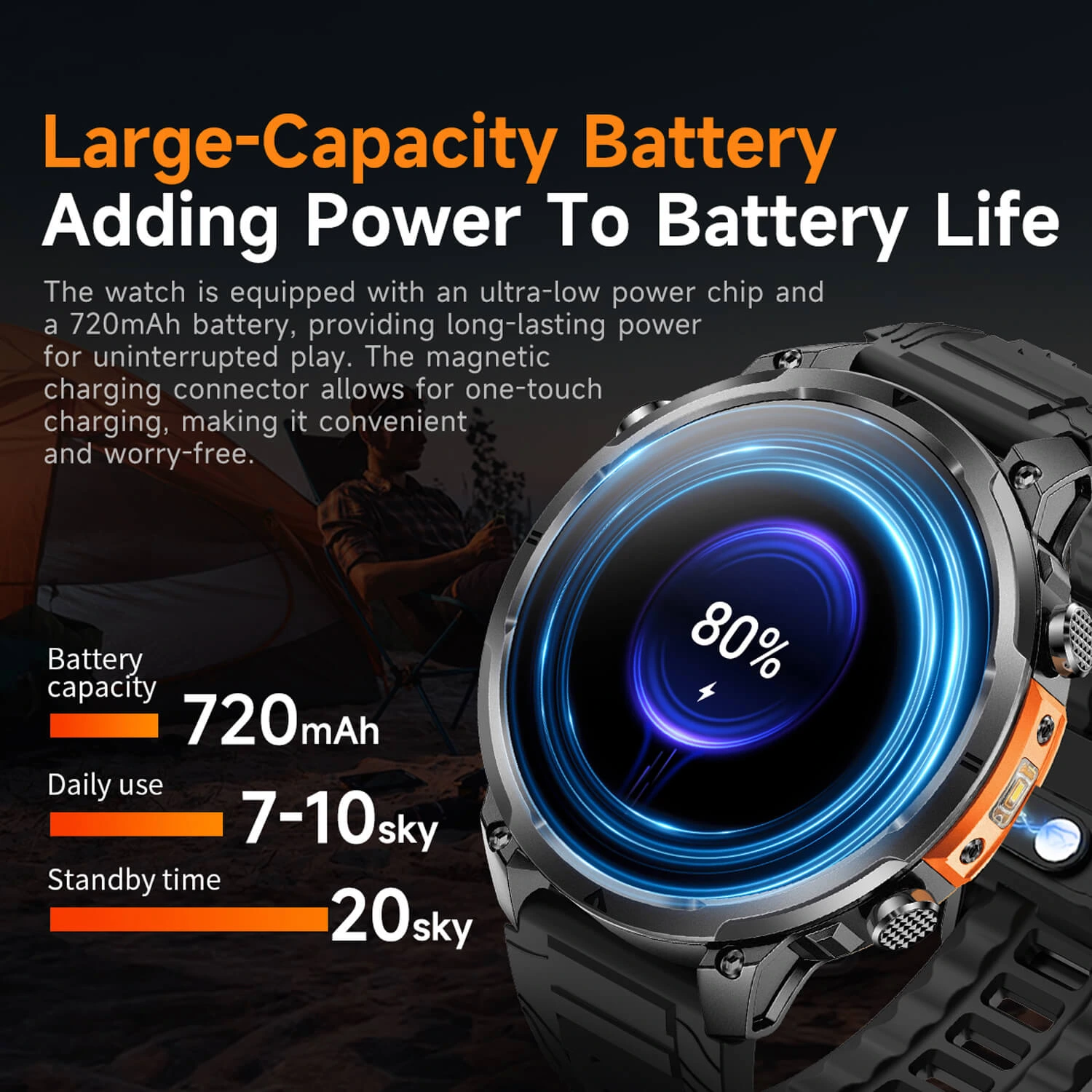 Smartwatch Microwear MK100 - Black Silicone