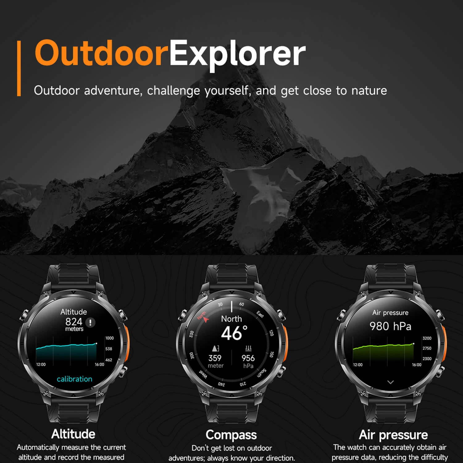 Smartwatch Microwear MK100 - Black Silicone