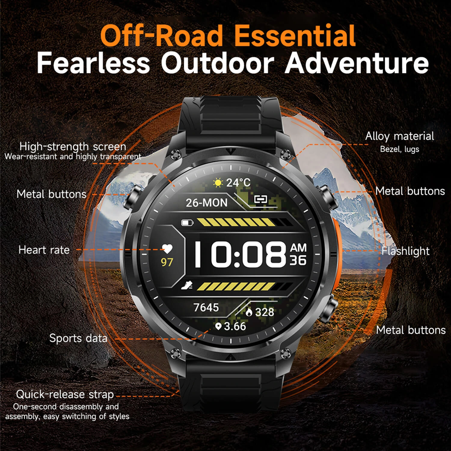 Smartwatch Microwear MK100 - Black Silicone