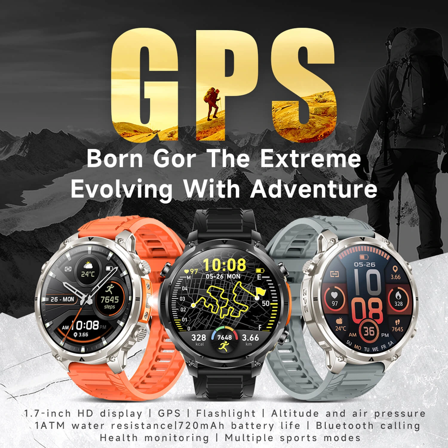 Smartwatch Microwear MK100 - Black Silicone