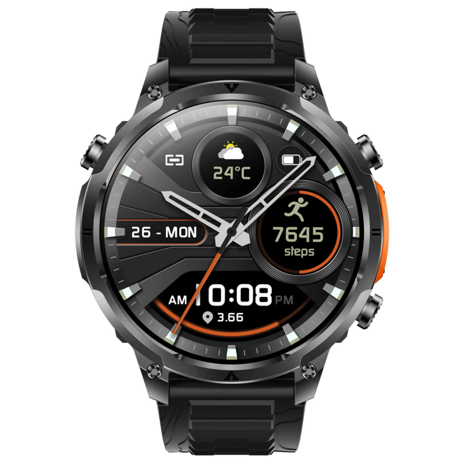 Smartwatch Microwear MK100 - Black Silicone