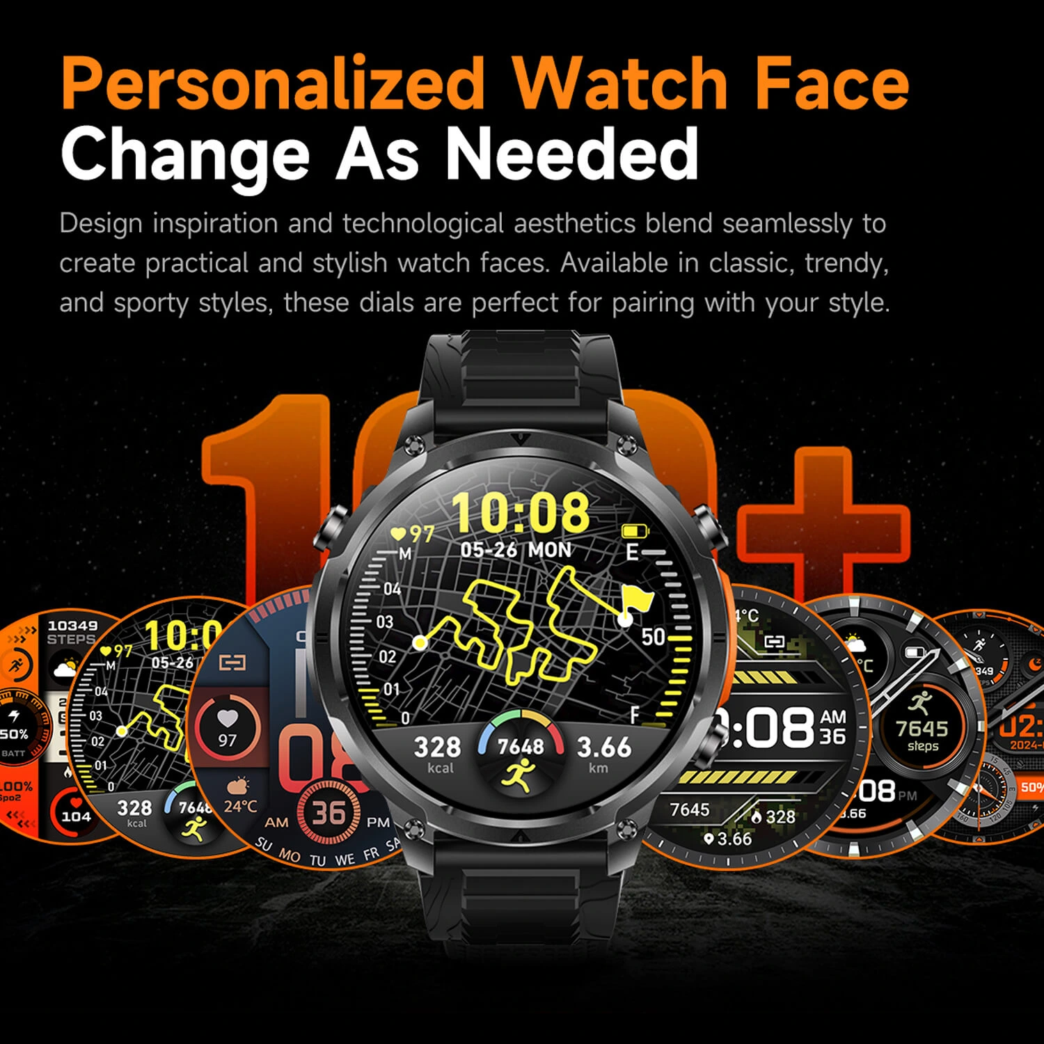 Smartwatch Microwear MK100 - Black Silicone