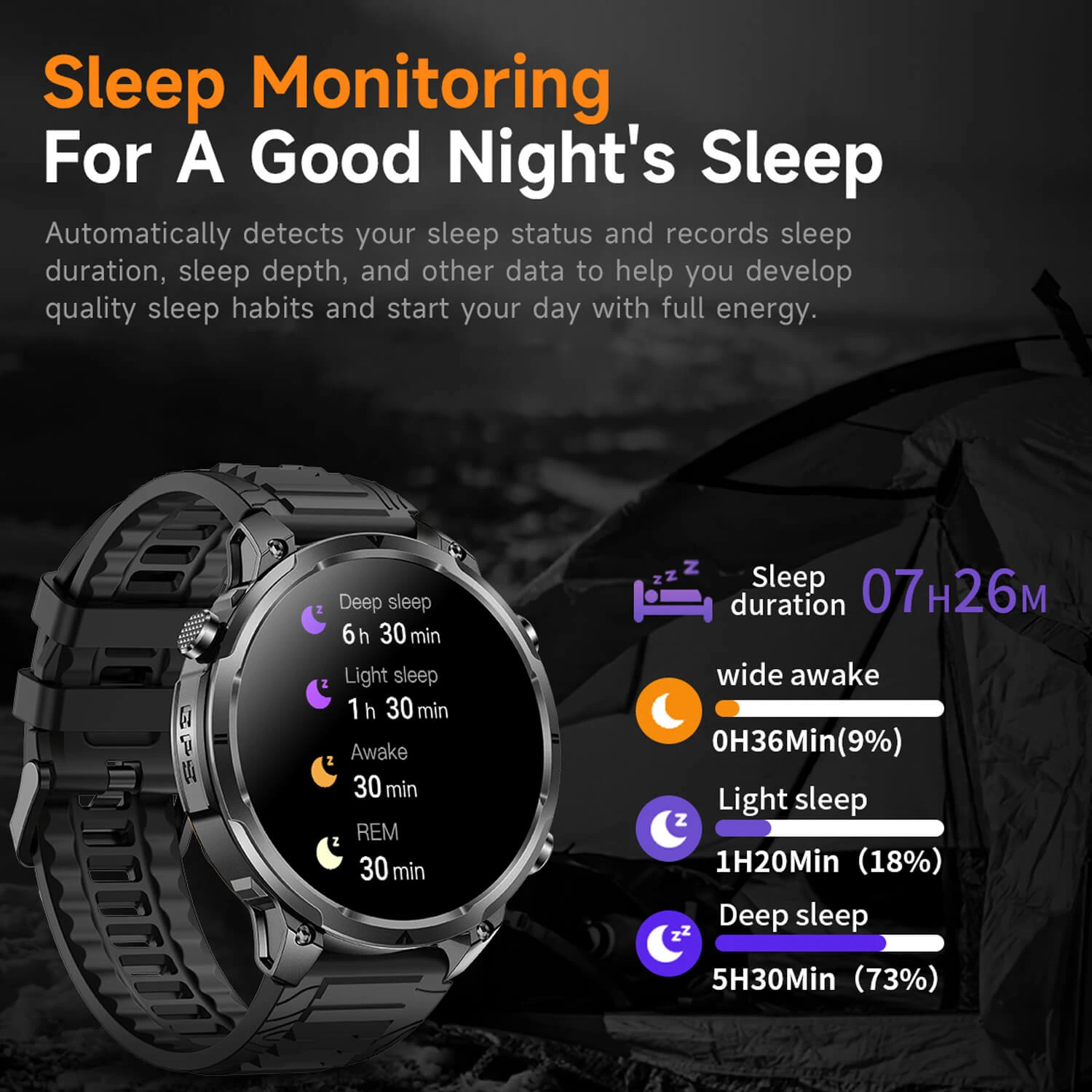 Smartwatch Microwear MK100 - Black Silicone